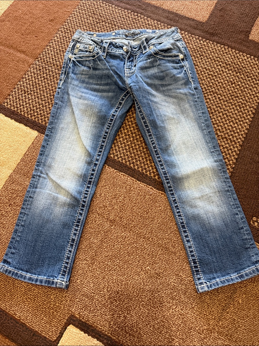 Miss Me Men's Bootcut Jeans in Faded Blue Denim